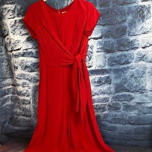 Maeve by Anthropologie Overlapping Tie Top Wide Leg Pant Jumpsuit